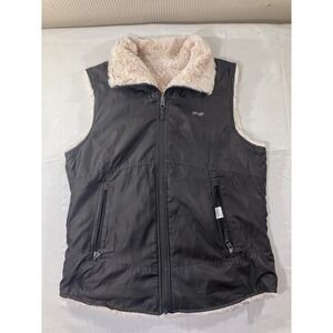 Koppen Reversible Sherpa Fleece Lined Vest Black Womens Size Medium